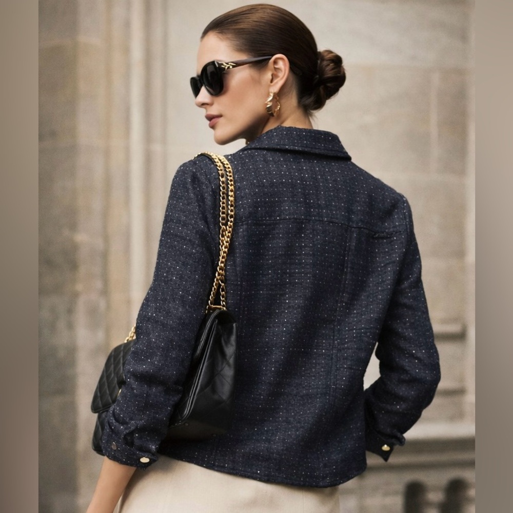Anne Klein Dark Blue Patterned Jacket - image 8